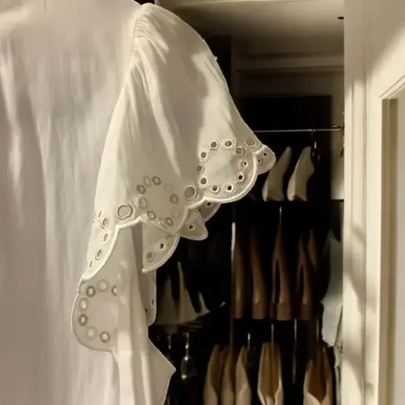 NWT - Ramy Brook Hermine Short Sleeve Blouse in Ivory Size: M - Picture 6 of 7